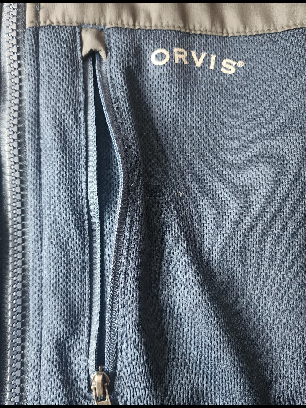 Orvis Navy and Gray Zip Front Fleece Jacket - Picture 5 of 7